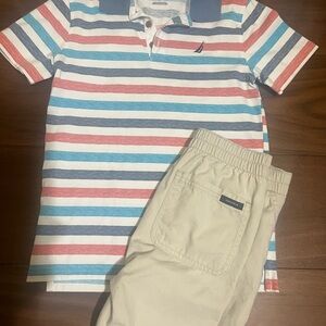 Nautica Kids Striped Polo Shirt - Red, Blue, White